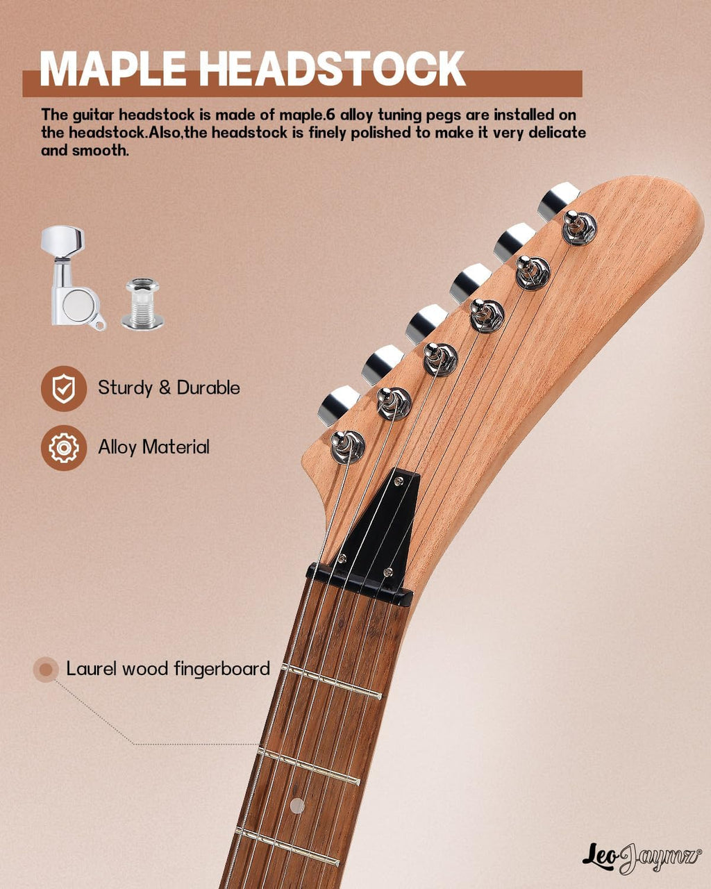 Leo Jaymz DIY Electric Guitar Kits - Mahogany Body, Mahogany Neck and Laurel Wood Fretboard - Fully Components Included (AX)