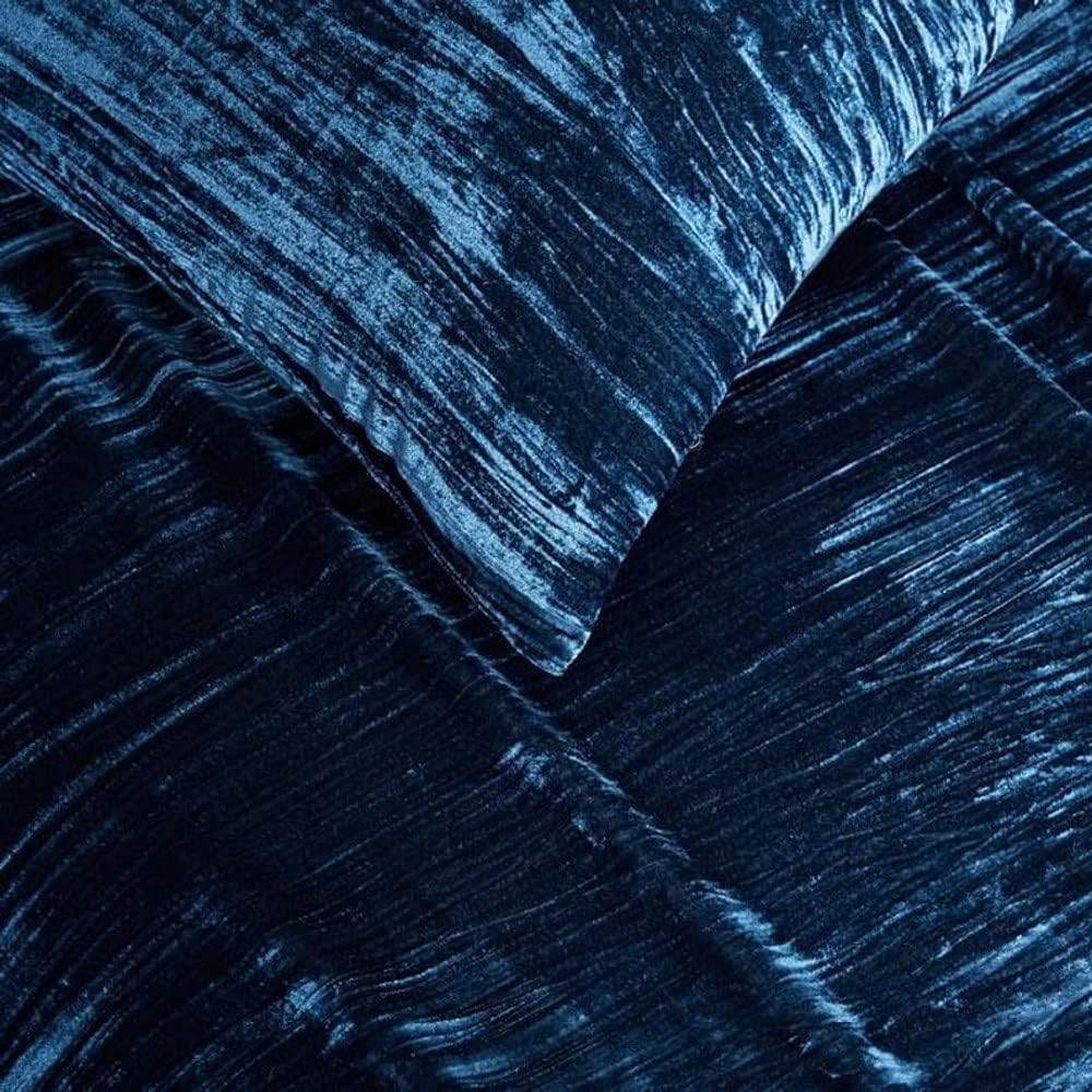 The Harry Creations 3 Pcs Set Solid Pattern Velvet Bedding Ultra Crushed Luxury Boho Donna Duvet Cover (Crush-Blue, Super King Plus 114 inches x 118 inches)