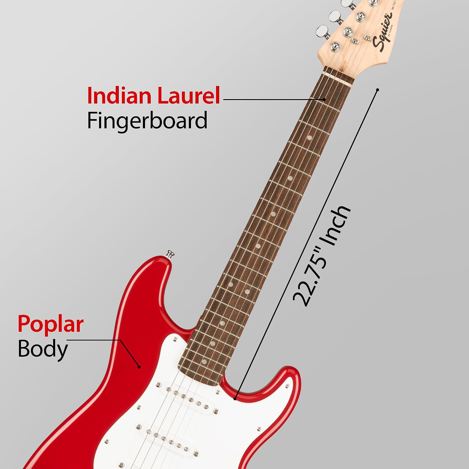 Fender Squier 3/4-Size Kids Mini Strat Electric Guitar - Dakota Red Bundle with Amplifier, Instrument Cable, Tuner, Strap, Picks, and Austin Bazaar Instructional DVD