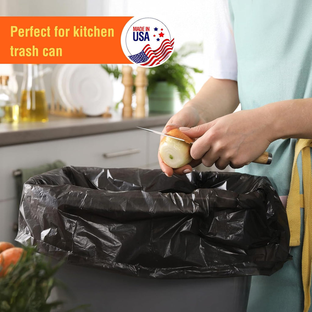 Delxo 30-33 Gallon Trash Bags, 5000 Count – 0.6 Mil Medium Duty Garbage Bags, Durable Plastic Bolsas para basura, Perforated Design– Made in USA for Kitchen, Yard, Office (Black)