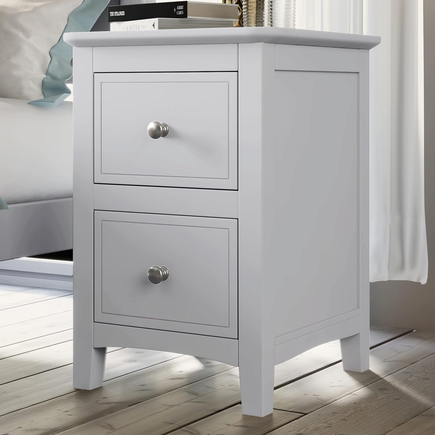 White Solid Wood 3 Pcs King Bedroom Sets