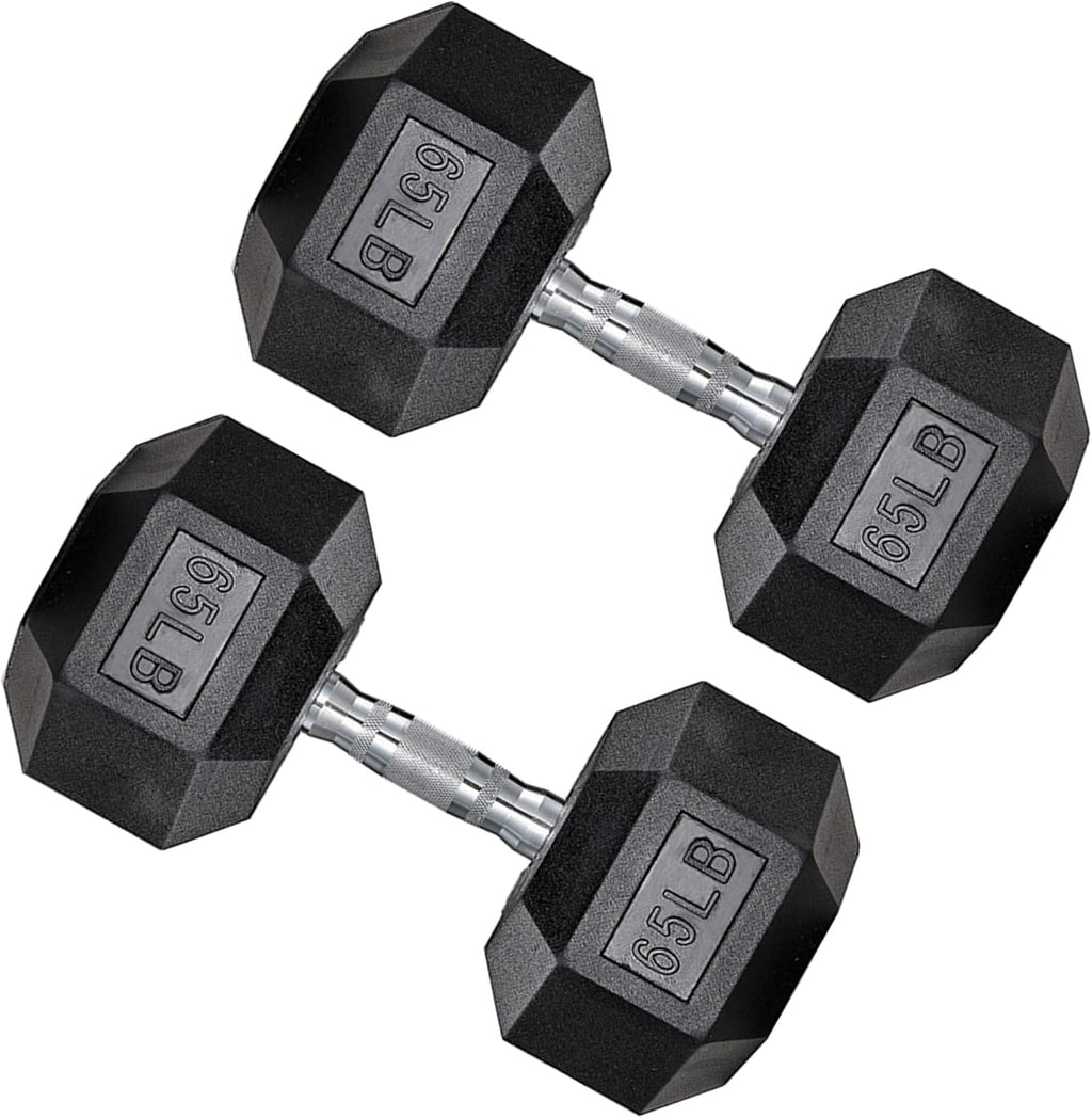Hex Dumbbell Set, 10-80 lb Rubber Encased Hex Dumbbells, Home Gym Dumbbells for Women & Men, Muscle Toning, Strength Building and Full Body Workout(65 LB Pair)