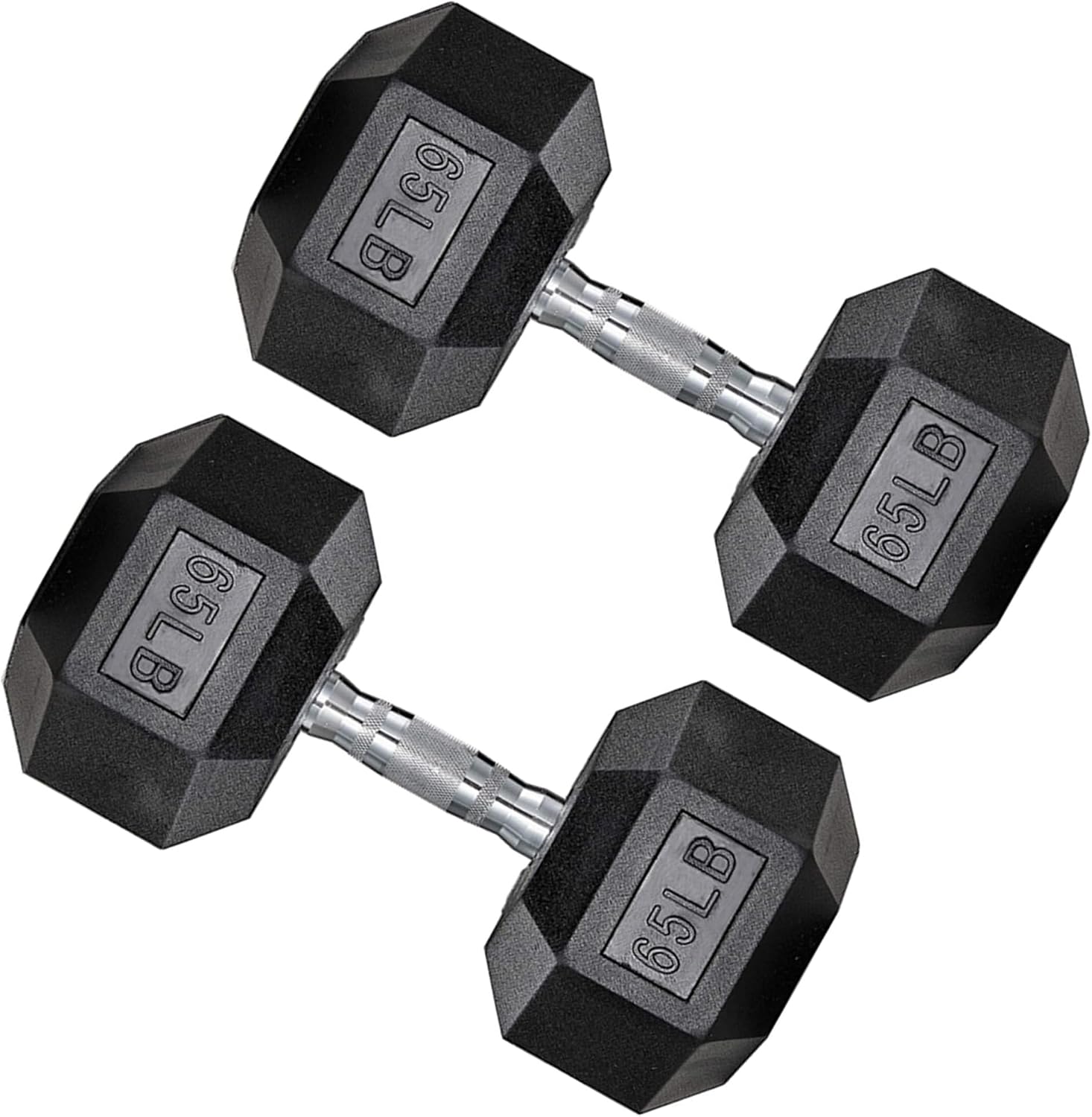 Hex Dumbbell Set, 10-80 lb Rubber Encased Hex Dumbbells, Home Gym Dumbbells for Women & Men, Muscle Toning, Strength Building and Full Body Workout(65 LB Pair)