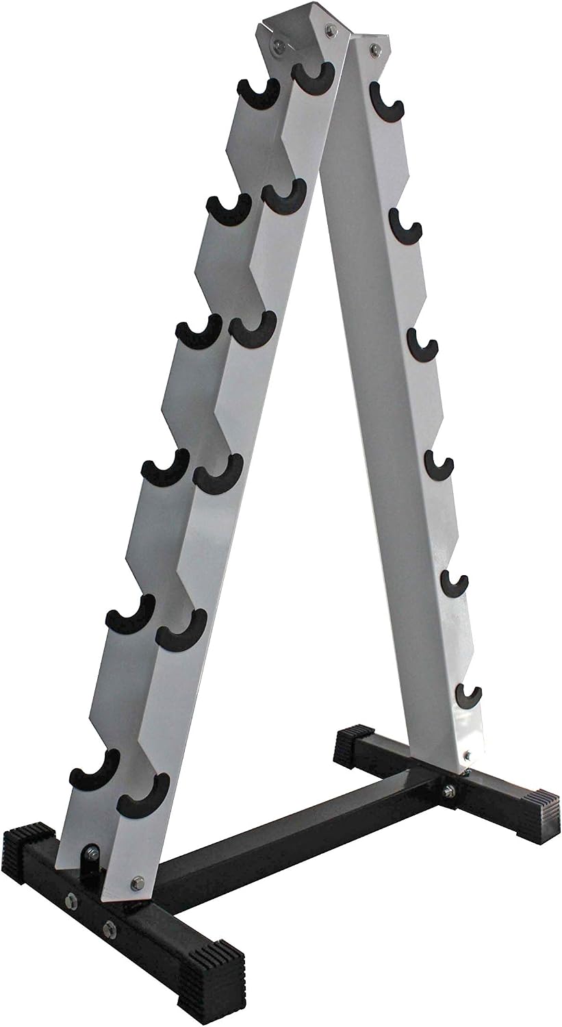 Ader Black Octagon Rubber Dumbbell Set with Rack