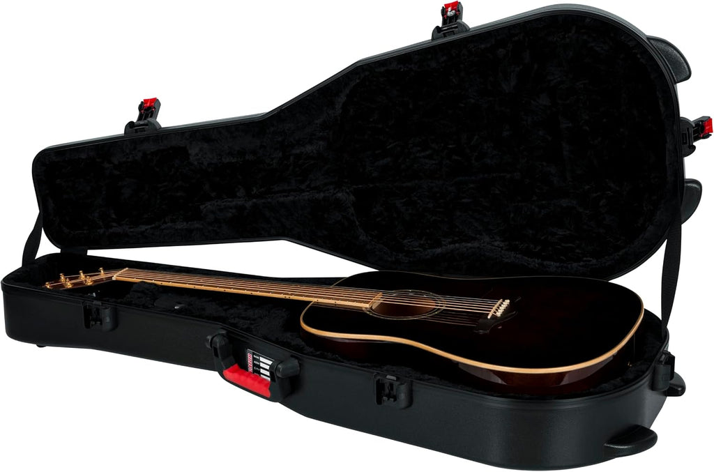 Gator Cases Molded Flight Case For Acoustic Dreadnought Guitars With TSA Approved Locking Latches, (GTSA-GTRDREAD)