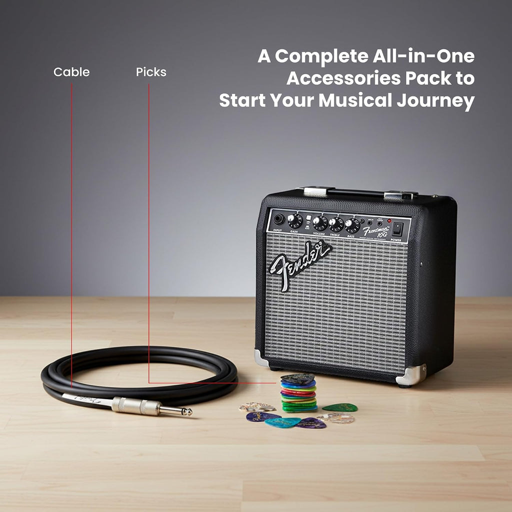 Fender Frontman 10G Guitar Combo Amplifier - Black Bundle with Cable and Austin Bazaar Exclusive 12-Pack Picks