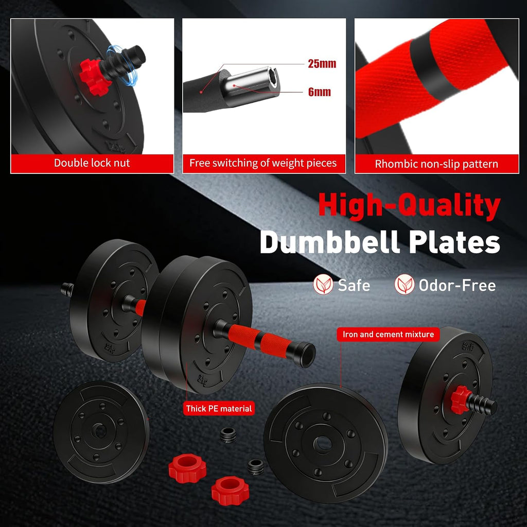 Adjustable Dumbbells, 90 LB/75 LB/45 LB/25 LB with Connector, 5 in 1 Weight Set Used as Kettlebells, Barbell, Push up Stand, Fitness Exercises for Home Gym