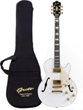 Grote LPF-001 Semi-Hollow Body Electric Guitar Coils Splitting with Gigbag (White)