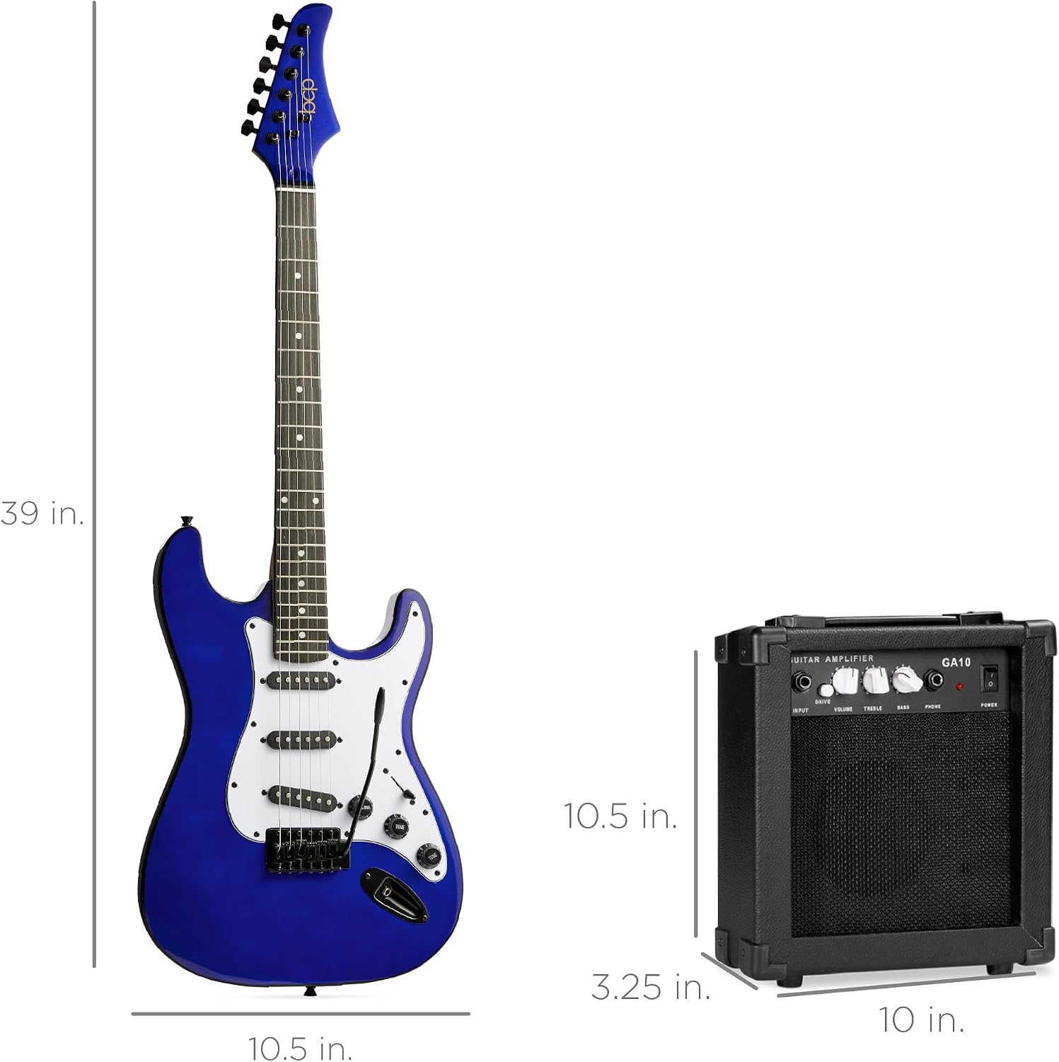 Best Choice Products 39in Full Size Beginner Electric Guitar Starter Kit w/Case, Strap, 10W Amp, Strings, Pick, Tremolo Bar - Metallic Blue