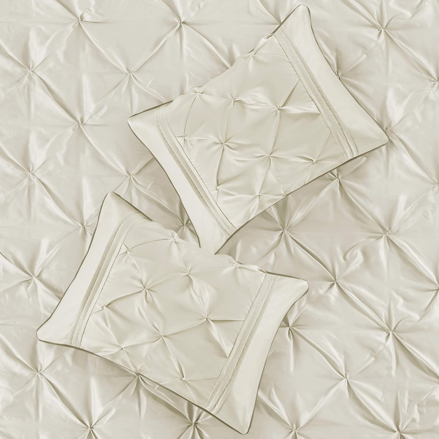 Madison Park Laurel Cozy Comforter Set - Traditional Tufted Faux Silk Design, All Season Down Alternative Bedding with Matching Shams, Decorative Pillow, Ivory King(104'x92') 7 Piece