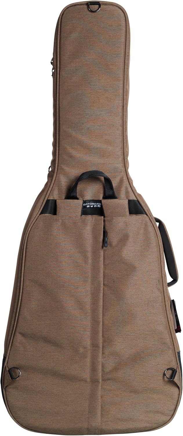 Gator Cases Transit Series Lightweight Acoustic Guitar Gig Bag with Back Pack Straps and Rubberized Base, Tan Exterior (GT-ACOUSTIC-TAN)