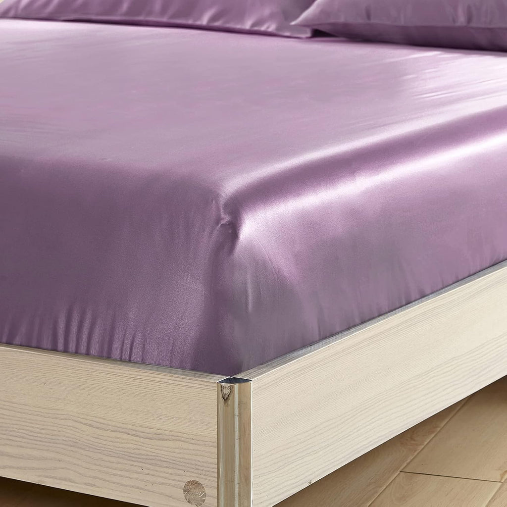 LilySilk 3PC Mulberry Silk Fitted Sheets Set, 6A Grade, 19 Momme, 2 Pillowcases & 1 Deep Pocket Sheet (16 Inch), King Size, Lavender