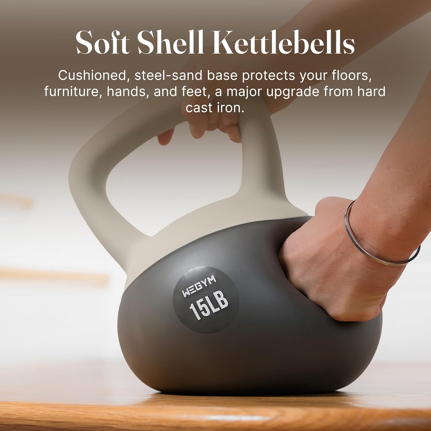 WeGym Soft Kettlebells with Cushioned Impact-Resistant Base and Anti-Slip, Wide-Grip Handle for Home Workouts, Weightlifting, and Full Body Strength Training