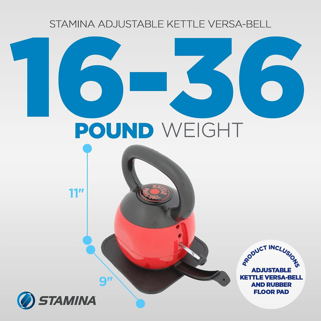 Stamina X Kettle Versa-Bell - 36 lbs Strength Training Kettlebell - Adjustable Kettlebell Weights with Smart Workout App - Kettlebell Weights for Home Workout