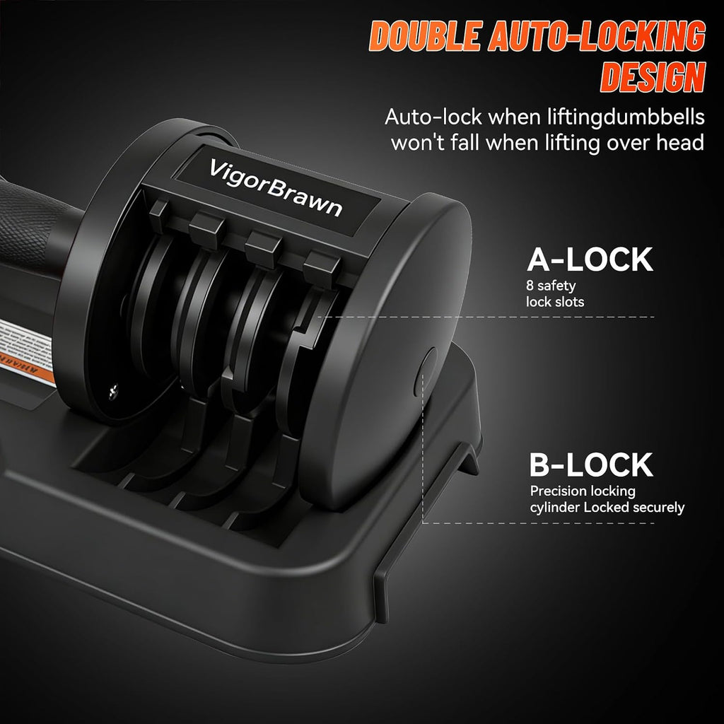 Adjustable Dumbbell Set, 2-in-1 Weights with Anti-Slip Handle, Fast Weight Adjustment for Home Gym, Strength Training, Single/Pair with Tray