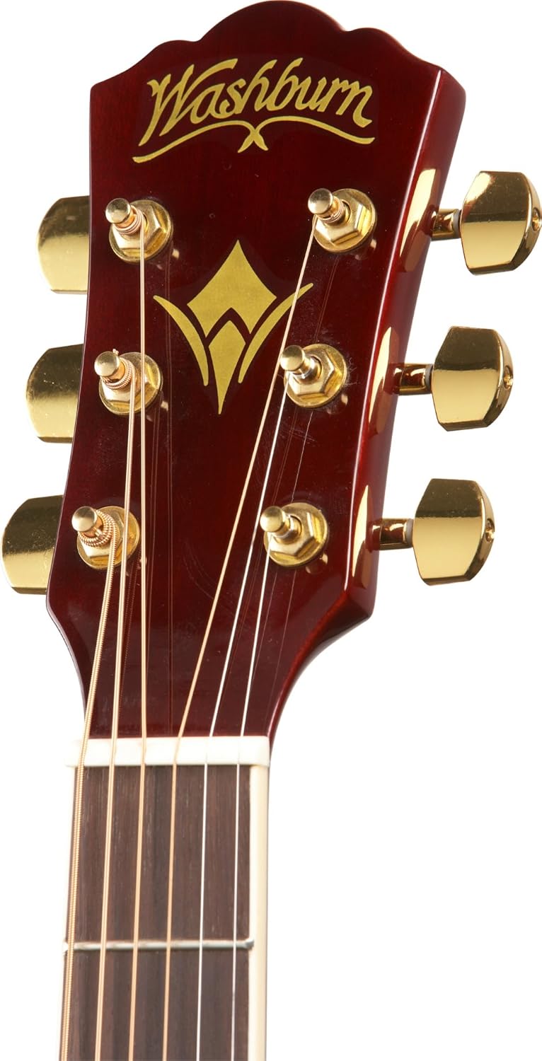 Washburn WD100DLTWRK Apprentice Dreadnought Acoustic Guitar, Transparent Wine Red