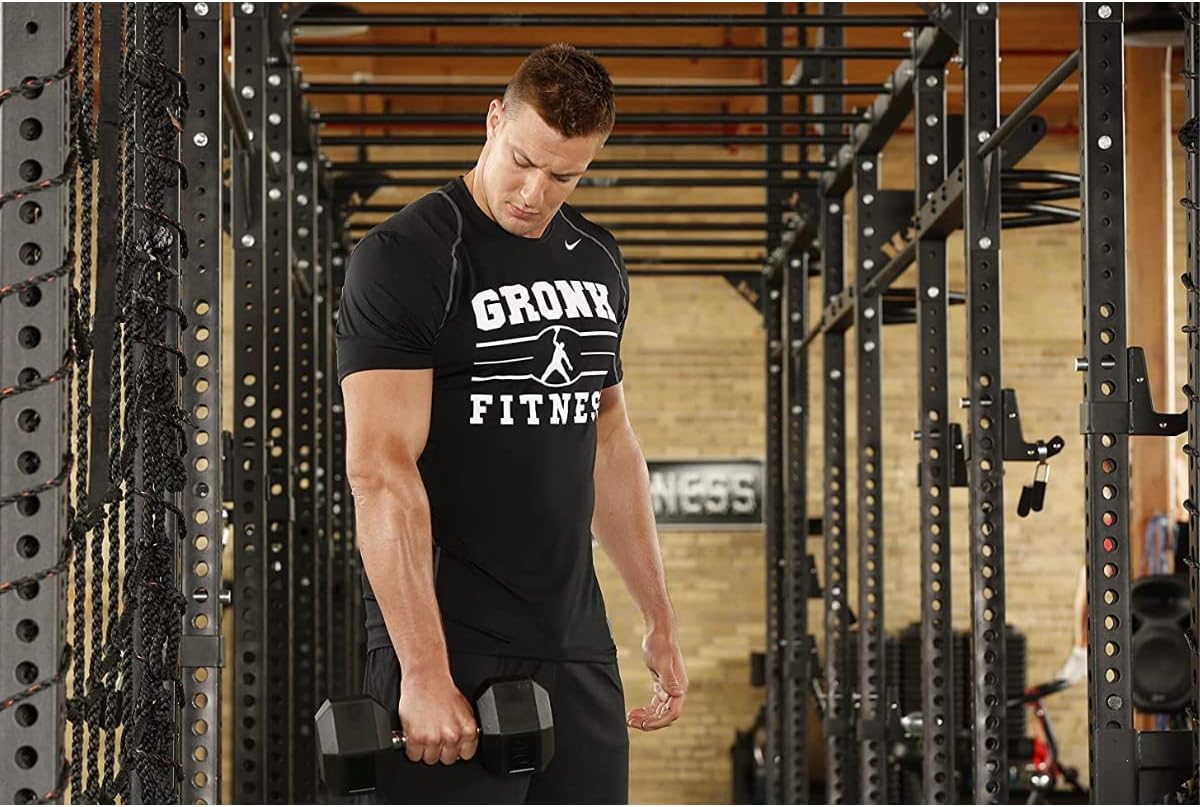 Gronk Fitness Rubber Hex Dumbbell Pairs | 5lbs - 70lbs | Workout Equipment for Men and Women | Rubber Coated Cast Iron with Ergonomic Chrome Plated Handles