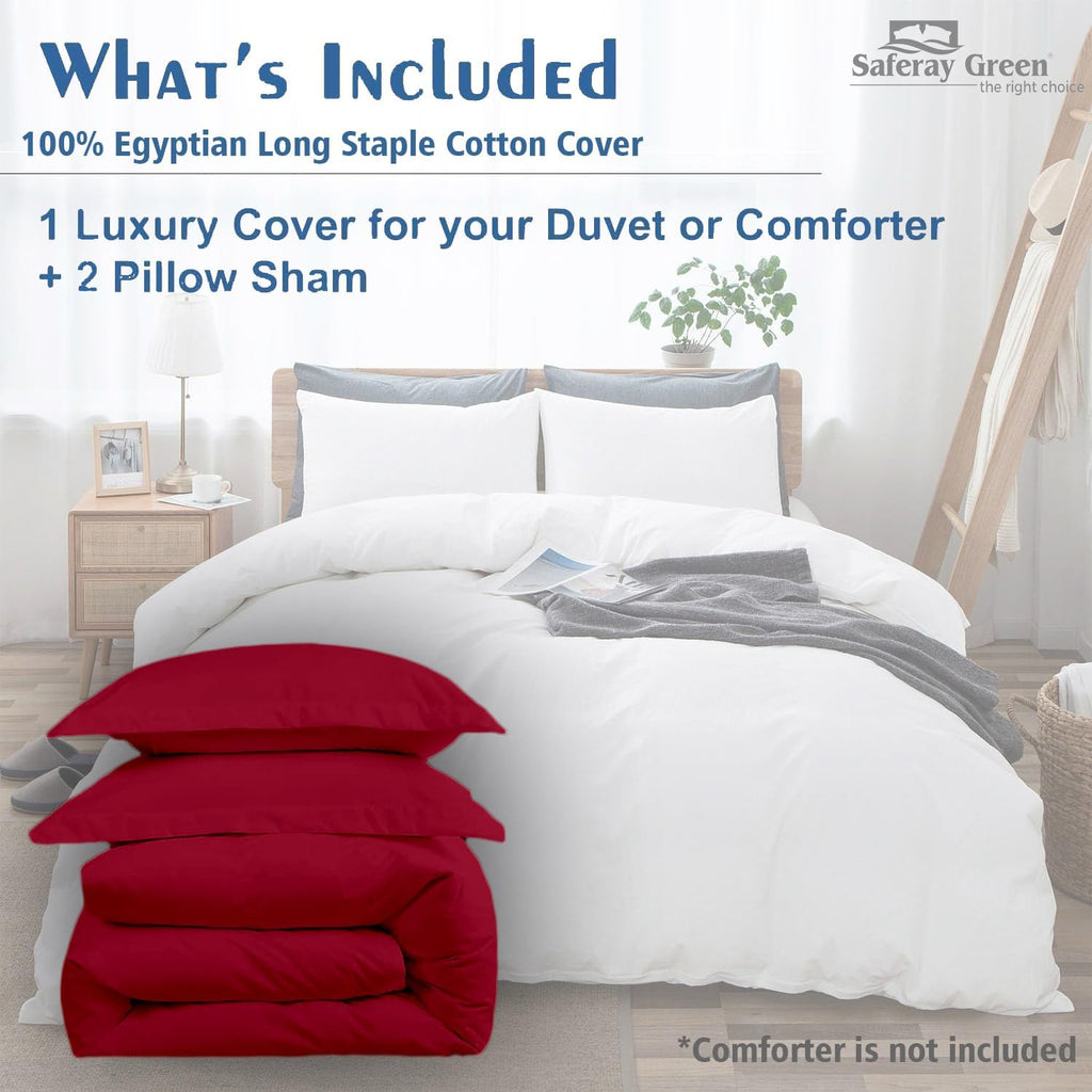 Duvet Cover Oversized King Plus 120'x128' 3 Piece 100% Egyptian Cotton Luxury Soft & Breathable 600 Thread Count with Zipper Closure & Corner Ties Soft Comforter Cover (Burgundy)