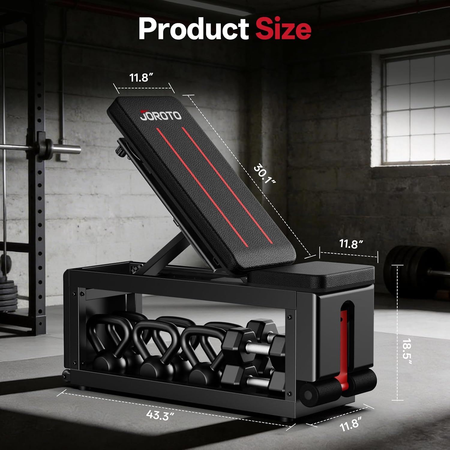 JOROTO 5-in-1 Adjustable Weight Bench with Cable Crossover, 990 LBS Weight Bench With Storage, Combining Adjustable Bench, Cable Crossover Machine, Storage Box with Wheels in One Compact Unit