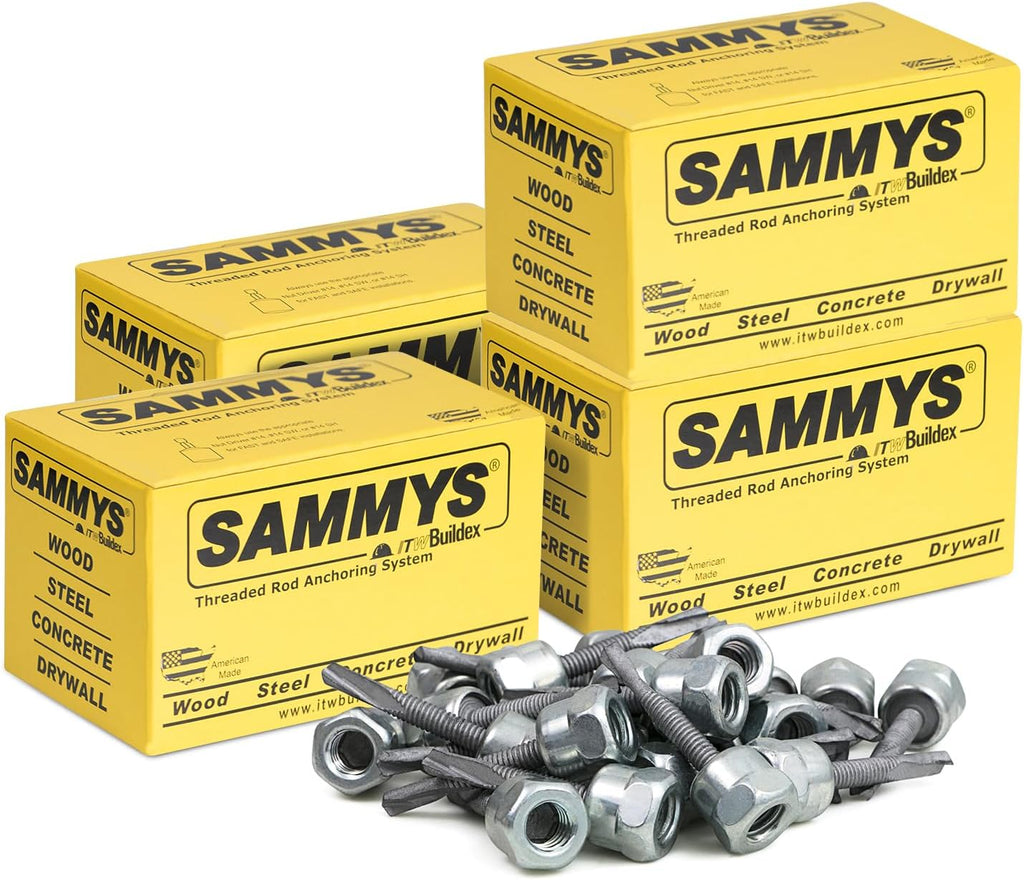Everflow Sammys 8046957-100 TEK 50 3/8 Inch Screw Vertical Threaded Rod Anchor Designed for Steel Structure, Steel w/ Electro-Zinc, Corrosion Resistance, 12-24 x 1-1/2 Inch Screw Length (Pack of 100)