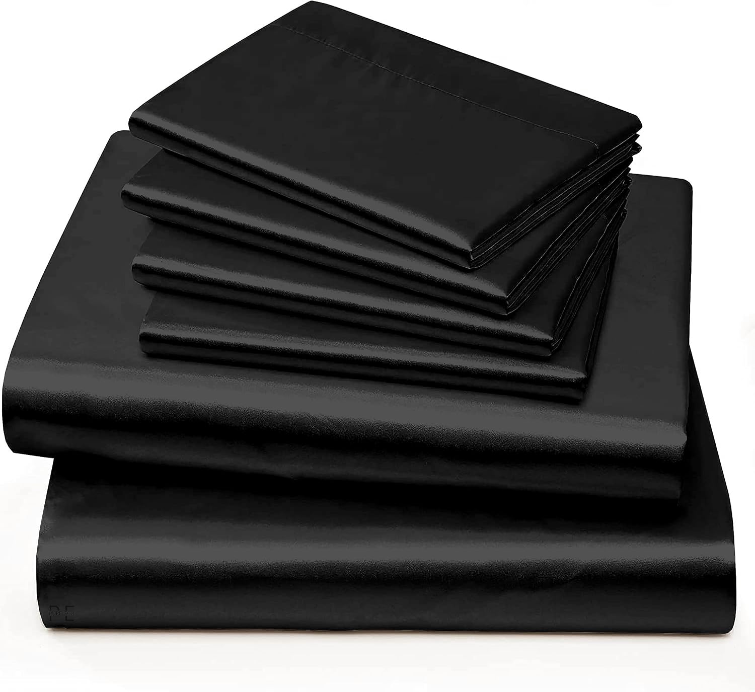 6 Piece Mulberry Silk Sheet Set Twin XL Size (39x80)+ Upto 16 Inch Deep Pocket Black Color Smooth Soft and Silk Bed Sheets Twin Size Bedding Set
