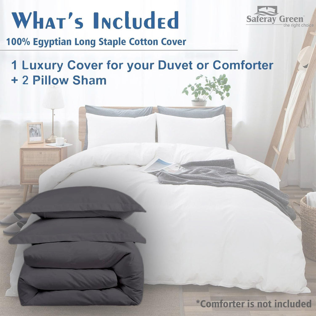 100% Cotton Oversized King plus 3 Piece Duvet Cover set 128x120 inch Breathable Luxury Soft & Cozy | Durable and Fade Resistant | Double Hem-Stitched Sateen Weave (Oversized King plus, Gray)