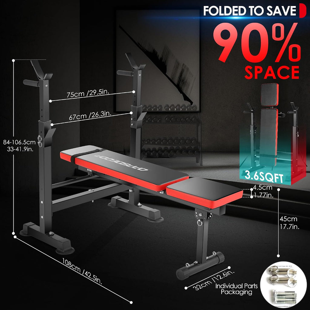 OPPSDECOR 900LBS All in One Weight Bench Set with Squat Rack Adjustable Workout Bench with Leg Developer Preacher Curl Rack Fitness Strength Training Bench for Home Gym