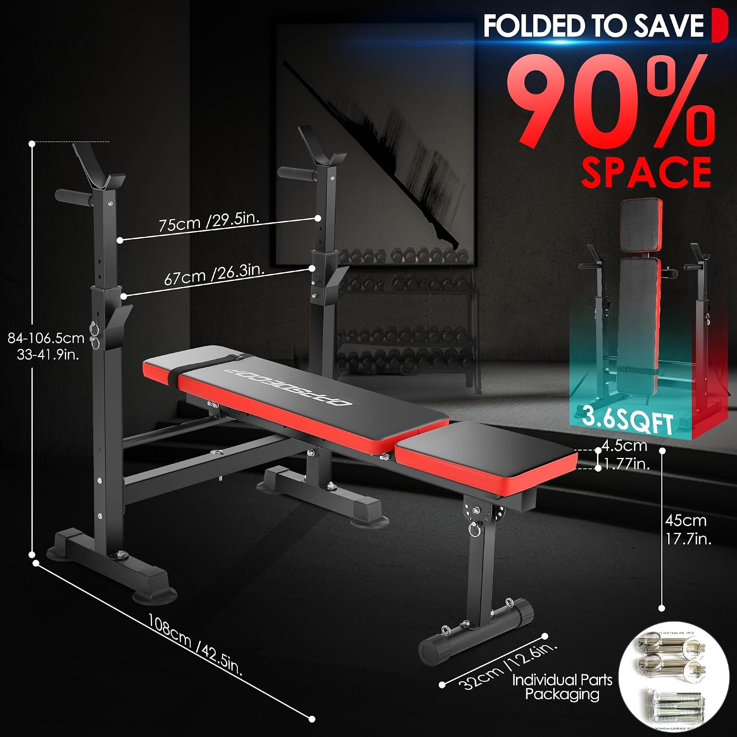 OPPSDECOR 900LBS All in One Weight Bench Set with Squat Rack Adjustable Workout Bench with Leg Developer Preacher Curl Rack Fitness Strength Training Bench for Home Gym