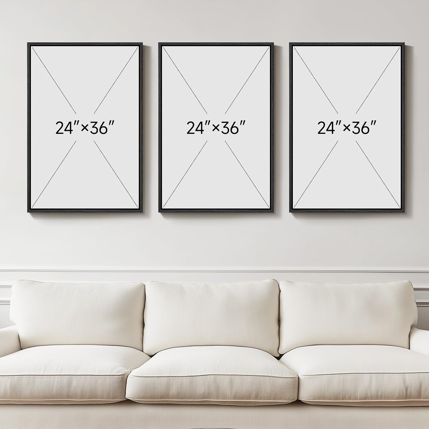 Large Framed Black and White Abstract Wall Art for Living Room, 3 Piece Big Modern Canvas Prints Paintings Artwork for Walls, Minimalist Abstract Art Pictures for Hallway, Office Wall Decor 24x36 In