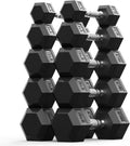 Rubber Encased Hex Dumbbell, Hand Weights with Anti-Slip Cast Iron Grip for Exercise & Fitness, Weights Dumbbells Set of 2 for Strength Training