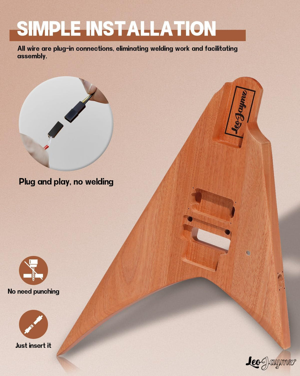 Leo Jaymz DIY Electric Guitar Kits in AL Style - Mahogany Body and Neck - Laurel Wood Fingerboard and All Components Included (AL)