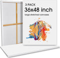 Sherr 6 Pcs 48 x 36 Inch Large Canvas for Painting Cotton Stretched Canvas Blank White Canvases Triple Primed Painting Profile Blank for Watercolor Acrylics Oil