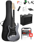 DONNER DST-80 Left-Handed Electric Guitar 39' Beginner Electric Guitar Kit with Amp, Classic SSS Pickup Complete with Gig Bag, Tuner, Capo, Strap, Picks, and Free Online Lessons, Matte Black