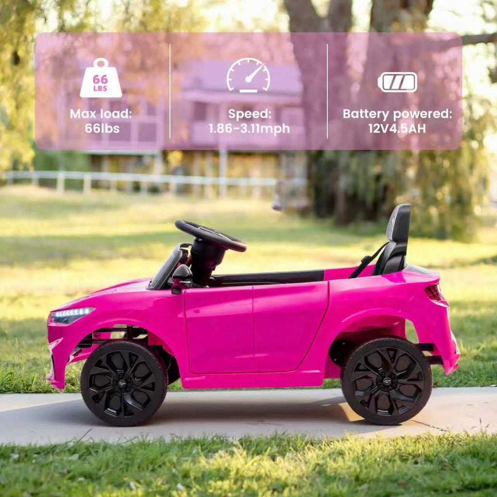 Bobike Electric Ride On Car for Kids, 12V Electric Toddler Car with Remote Control, Ride on Toys for Kids with LED Lights, Music Player, Lockable Doors(Hot Pink)