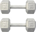 Hydra Fitness Exchange Cast Iron Hex Dumbbell 3 lb to 100 lb (in Single & Pair) - Solid Hexagon Silver Coating Dumbbell Set Strength Training Free Weights for Women & Men Residential Only