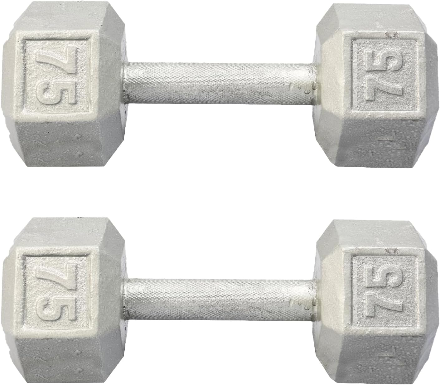 Hydra Fitness Exchange Cast Iron Hex Dumbbell 3 lb to 100 lb (in Single & Pair) - Solid Hexagon Silver Coating Dumbbell Set Strength Training Free Weights for Women & Men Residential Only