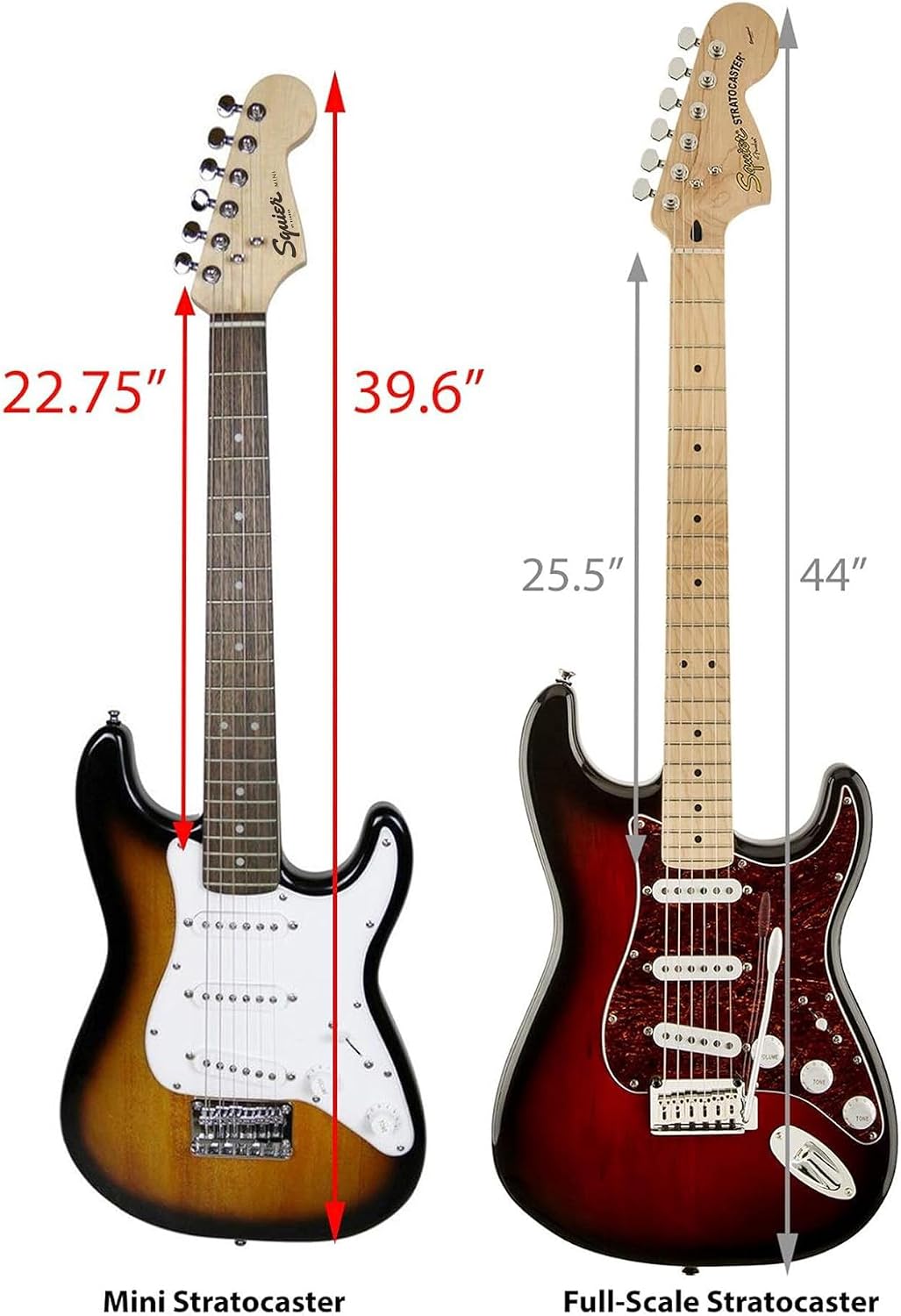 Fender Squier 3/4-Size Kids Mini Strat Electric Guitar - Brown Sunburst Bundle with Amplifier, Cable, Tuner, Strap, Picks, and Austin Bazaar Instructional DVD