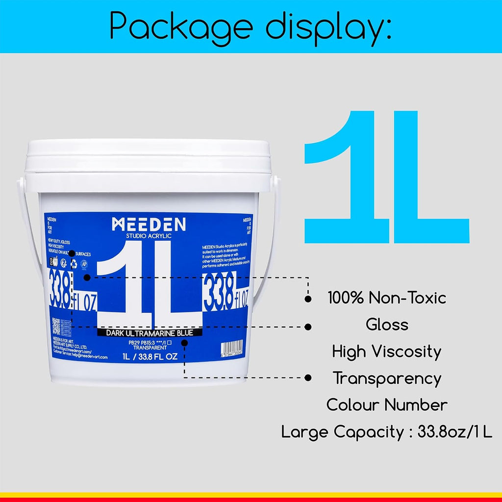 MEEDEN Acrylic Paint Set: 1L/33.8oz x 12 Colors Large Bulk Acrylic Paints - Heavy Body Gloss Art Paints for Canvas Crafts Pumpkins Painting
