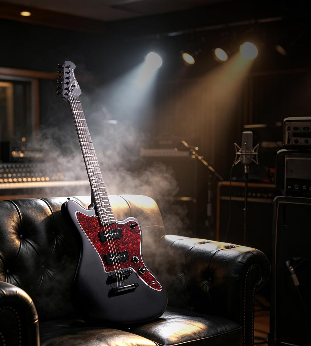 Tostar Electric Guitar: P90 Pickups, TOM Bridge & Smoked Matte Finish, 3-Way Switch, 39' Solid Body Electric Guitar for Intermediate Players, Guitarra Eléctrica Kit, Musical Birthday Gifts, Black