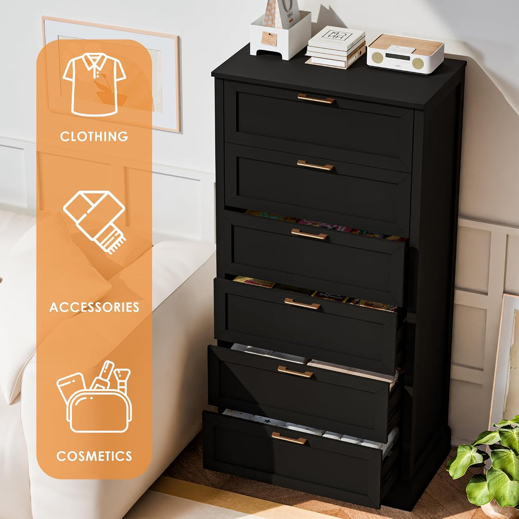 Zamildon's Dresser Bedroom, 55' Tall Dressers for Bedroom with Anti-Tip Device, Black Dresser Modern Storage Closet with Handle for Hallway,Entryway