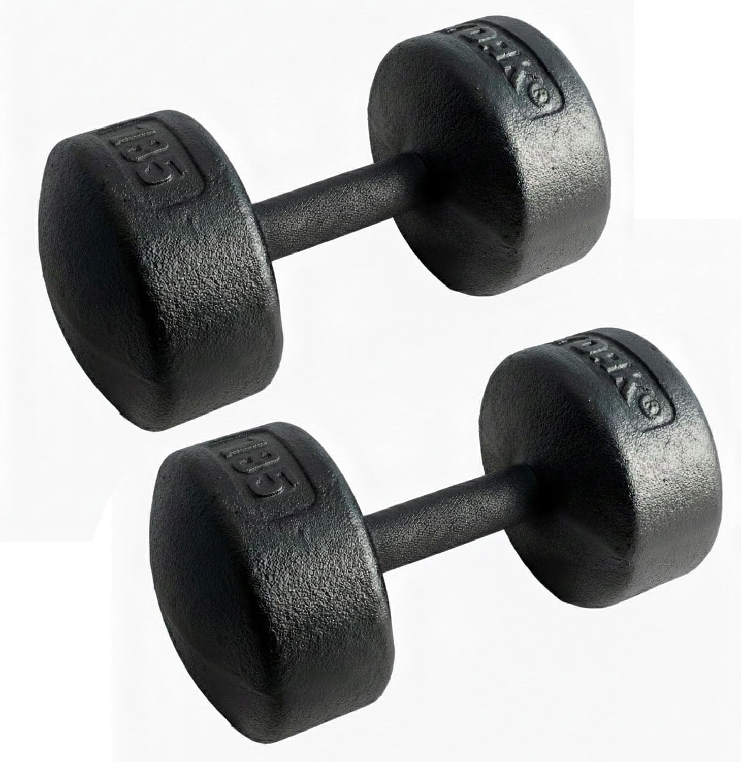 Legacy Solid Round Dumbbell Black – Heavy Duty Cast Iron Hand Weight with Knurled Ergonomic Grip for Strength Training, Muscle Toning, Home Gym Workout – 5 lb to 150 lb In Single & Pair