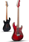 TOSTAR Electric Guitar with HSH Alnico 5 Pickups, Locking Tuners, Push-Pull Coil Split, Enhanced Sustain, Solid Body Electric Guitars for Advanced Players, Guitarra Electrica, Red