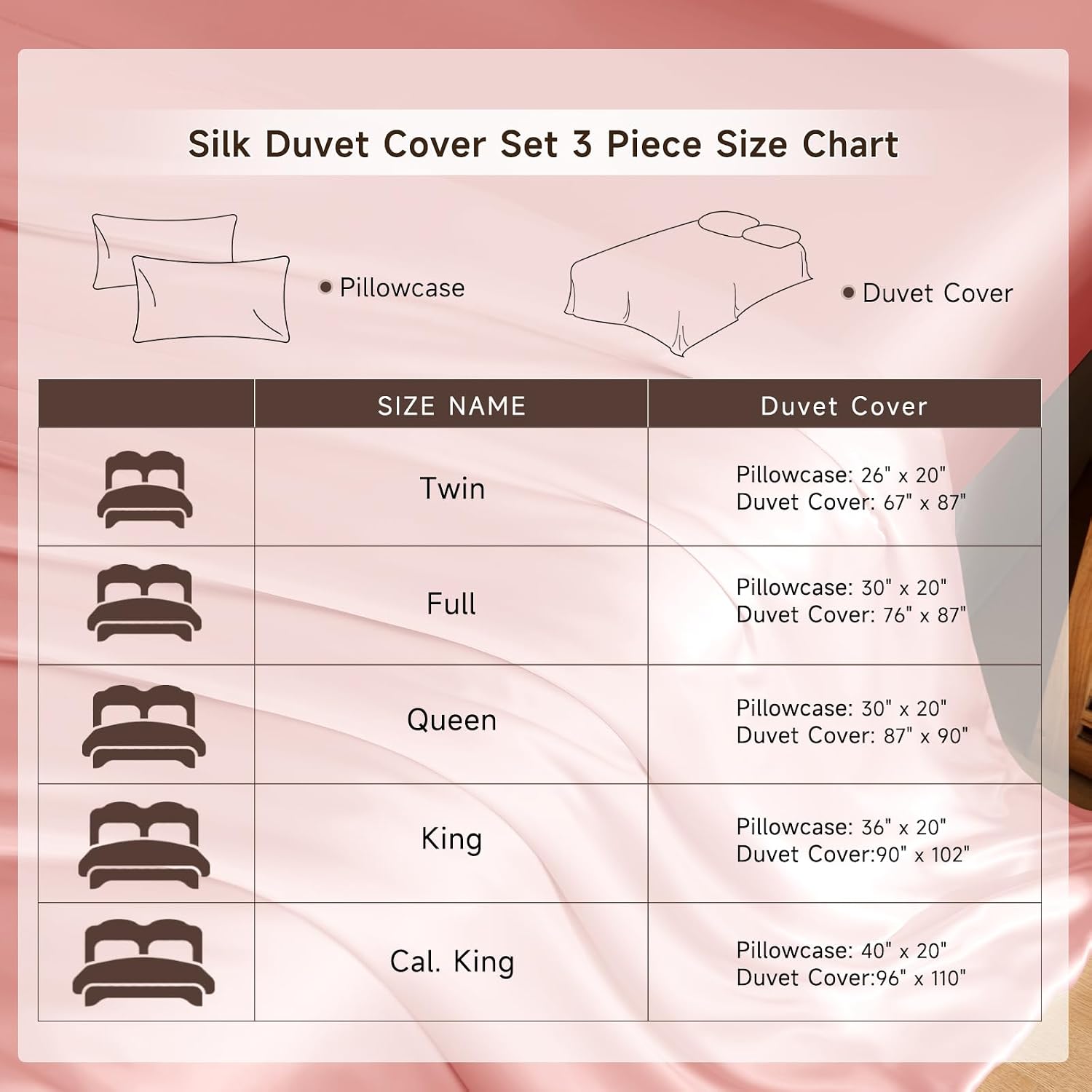 THXSILK 100% Pure Mulberry Silk Duvet Cover Set 3 Piece, 6A+ Grade Luxury Soft Bedding Silk Sheets for Hair and Skin, 1 Pcs Quilt/Comforter Cover with 2 Zippered Pillowcases (Charming Pink, Twin)