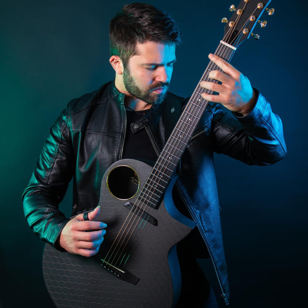 Enya X4 PRO Custom Luca Stricagnoli Collaboration Edition – Black Hole, 41' Full-Size Carbon Fiber Acoustic-Electric Guitar, Smart Onboard Pickup System, Cutaway Design, with Custom Gig Bag