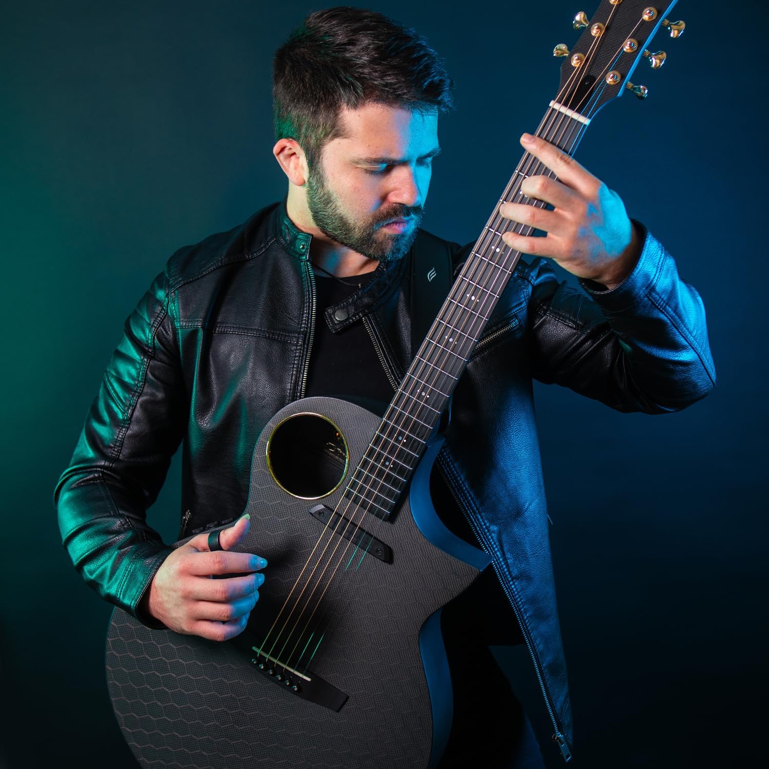 Enya X4 PRO Custom Luca Stricagnoli Collaboration Edition – Black Hole, 41' Full-Size Carbon Fiber Acoustic-Electric Guitar, Smart Onboard Pickup System, Cutaway Design, with Custom Gig Bag