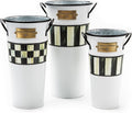 MACKENZIE-CHILDS Galvanized Flower Buckets, Decorative Metal Buckets, Spectator, Set of 3