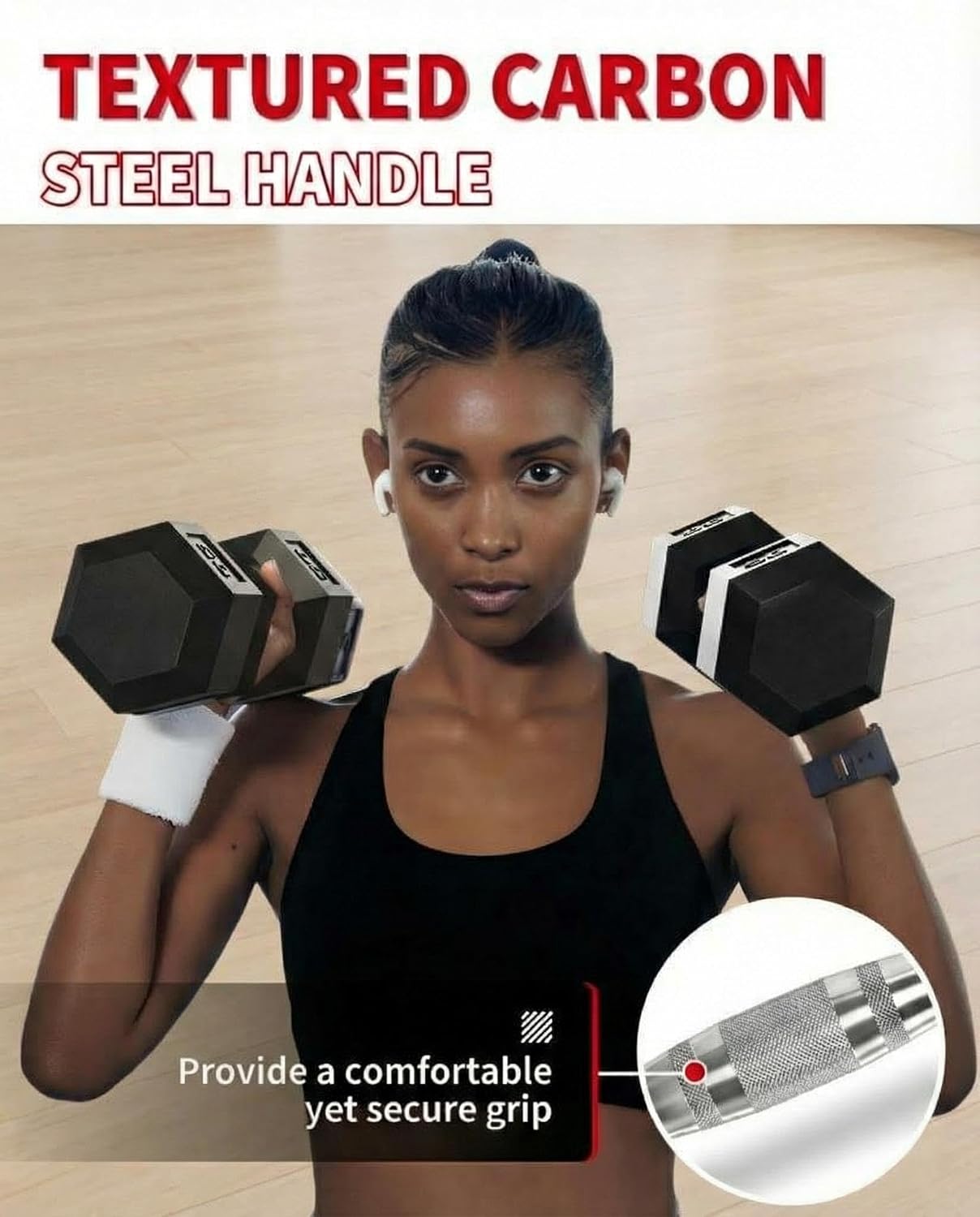 Hex Dumbbells Set of 2 – 25LB PVC Coated Cast Iron Weights – Non-Slip Grip, Anti-Roll Hand Weights for Home Gym Strength Training – Workout Dumbbells Exercise Equipment for Men & Women