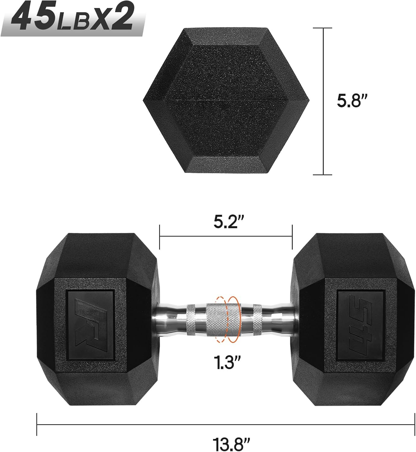 Ritfit 5-650 LBS PVC Encased Hex Dumbbell Sets with Optional Rack for Home Gym, Hand weight with Chrome Handle for Strength Training,Workouts