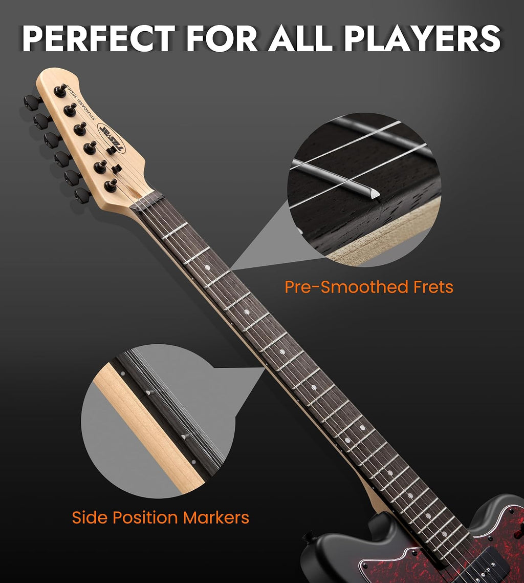 Tostar Electric Guitar: HH Humbuckers, Fixed Hardtail Bridge & Smoked Matte Finish, 3-Way Switch, 39' Solid Body Electric Guitar for Intermediate Players, Guitarra Eléctrica, Birthday Gifts, Sunburst