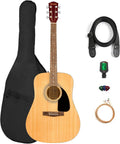Fender Dreadnought Acoustic Guitar - Natural Bundle with Gig Bag, Tuner, Strings, Strap, and Picks
